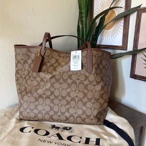 Coach Tan and Brown Signature Tote